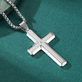 Men's Cross Pendant Necklace Stainless Steel Link Chain