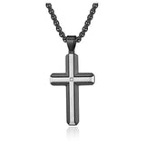 Men's Cross Pendant Necklace Stainless Steel Link Chain
