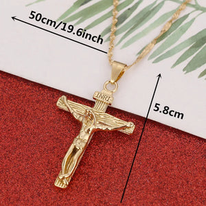 Cross Pendant Necklaces Men Women Jesus Crucifix INRI Christianity Jewelry