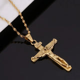 Cross Pendant Necklaces Men Women Jesus Crucifix INRI Christianity Jewelry