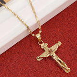 Cross Pendant Necklaces Men Women Jesus Crucifix INRI Christianity Jewelry