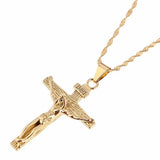 Cross Pendant Necklaces Men Women Jesus Crucifix INRI Christianity Jewelry