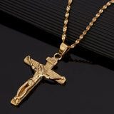Cross Pendant Necklaces Men Women Jesus Crucifix INRI Christianity Jewelry