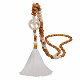 Boho Cross Pendant Necklace Wooden Beads Heart Tassel Jewelry