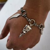 Gothic Cross & Raven Charm Bracelet