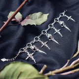 Gothic Cross & Raven Charm Bracelet