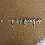 Gothic Cross & Raven Charm Bracelet