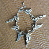 Gothic Cross & Raven Charm Bracelet