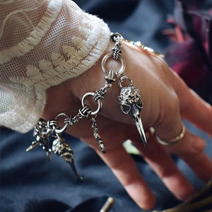 Gothic Cross & Raven Charm Bracelet