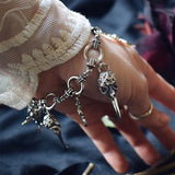 Gothic Cross & Raven Charm Bracelet