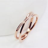 Micro-set Zircon Cross Ring 3-Color Titanium Steel Wedding Charm Jewelry (GR244)