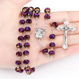 Cross Rosary Necklace Clay Crystal Glass Pearl Catholic Sacred Beaded Jewelry