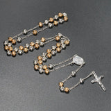 Cross Rosary Necklace Clay Crystal Glass Pearl Catholic Sacred Beaded Jewelry