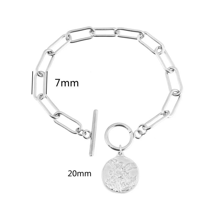 St. Benito & St. Michael Charm Bracelet Stainless Steel