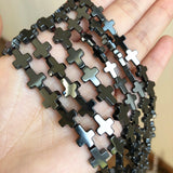 Cross Shape Hematite Stone Beads 6x8 8x10 10x14 14x17mm 15''Inches