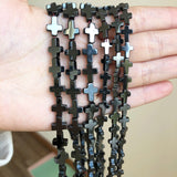 Cross Shape Hematite Stone Beads 6x8 8x10 10x14 14x17mm 15''Inches