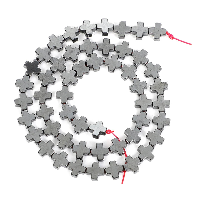 Cross Shape Hematite Stone Spacer Bead For Jewelry Making DIY 1-10MM
