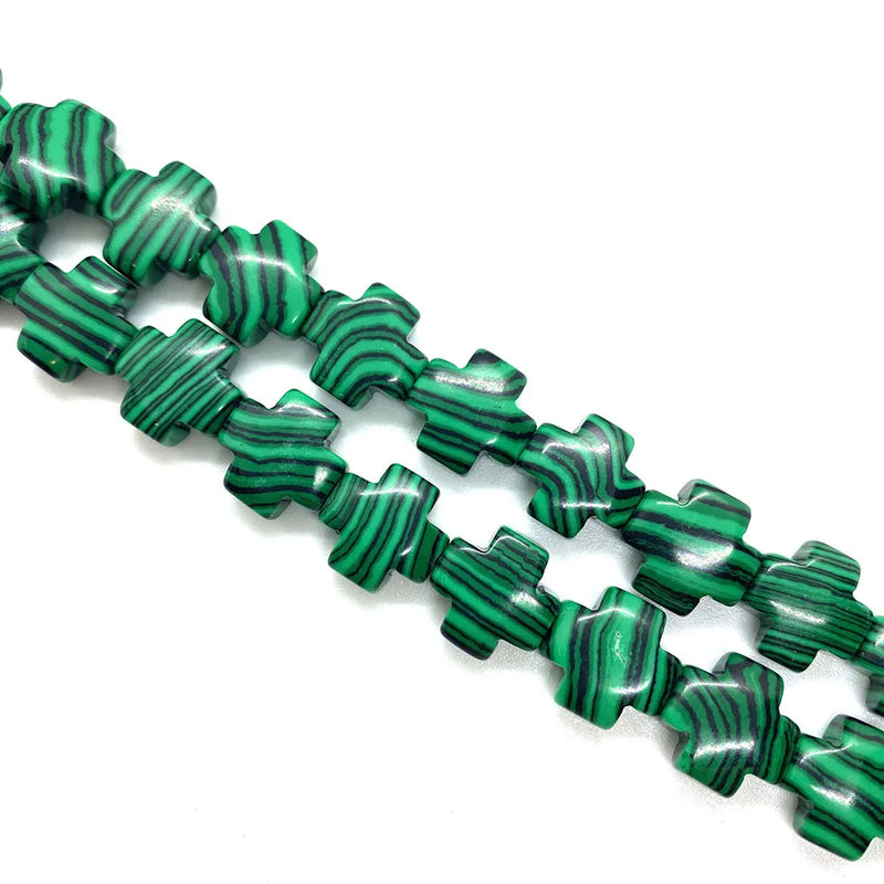 Cross Shape Stone Beads Tiger Eye Malachite for Jewelry Making 12x12x6mm