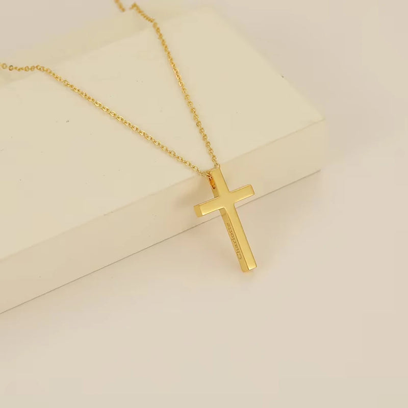 Personalised Cross Pendant Necklace for Women Engraved Stainless Steel Jewelry