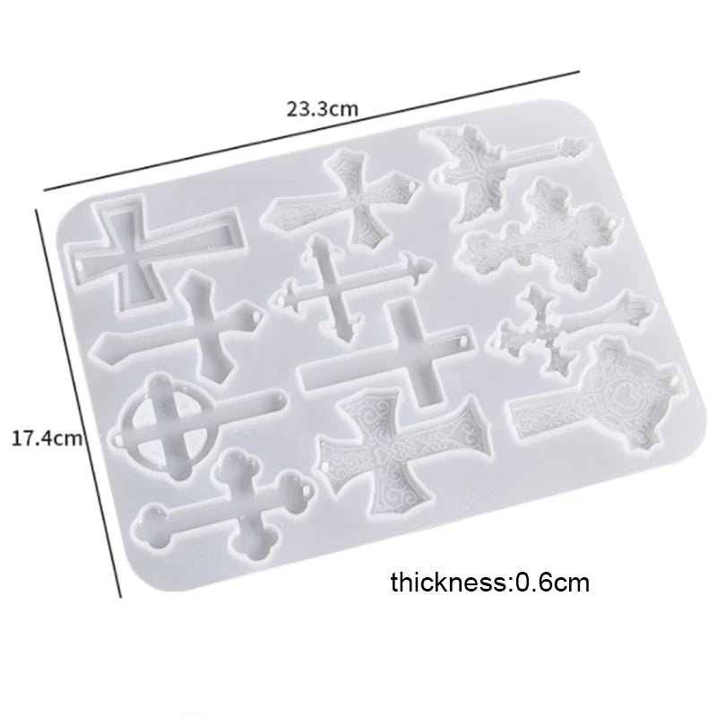 12-Cavity Cross Silicone Molds for Keychain DIY Craft Necklace Pendant