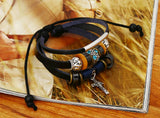 Men's Leather Bracelet Classic Beads Charm Wrap Bangle Jesus Wristbands