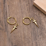 Gothic Sword Hoop Earrings, Men Hip-hop Jewelry