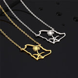 Stainless Steel Saudi Arabia Map Pendant Necklace