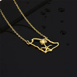 Stainless Steel Saudi Arabia Map Pendant Necklace