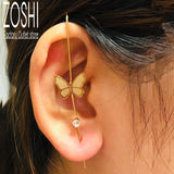 Vintage CZ Leaves Ear Wrap Ear Cuff Earrings