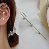 Vintage CZ Leaves Ear Wrap Ear Cuff Earrings