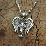 Cross Wings Talisman Ancient Archangel Protect Pendant Men Necklace
