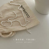 925 Sterling Silver Cross Bead Choker Chain Necklace