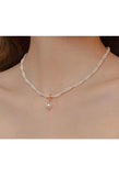 Elegant Cross Bead Necklace with Pearl Charm for Women