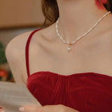 Elegant Cross Bead Necklace with Pearl Charm for Women