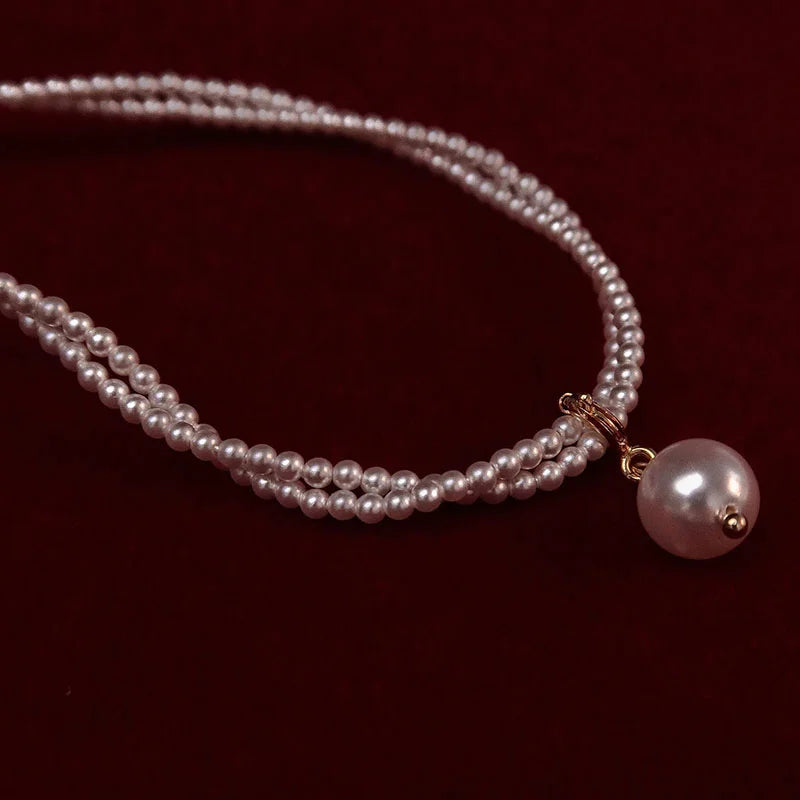 Elegant Cross Bead Necklace with Pearl Charm for Women
