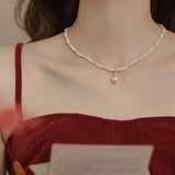 Elegant Cross Bead Necklace with Pearl Charm for Women