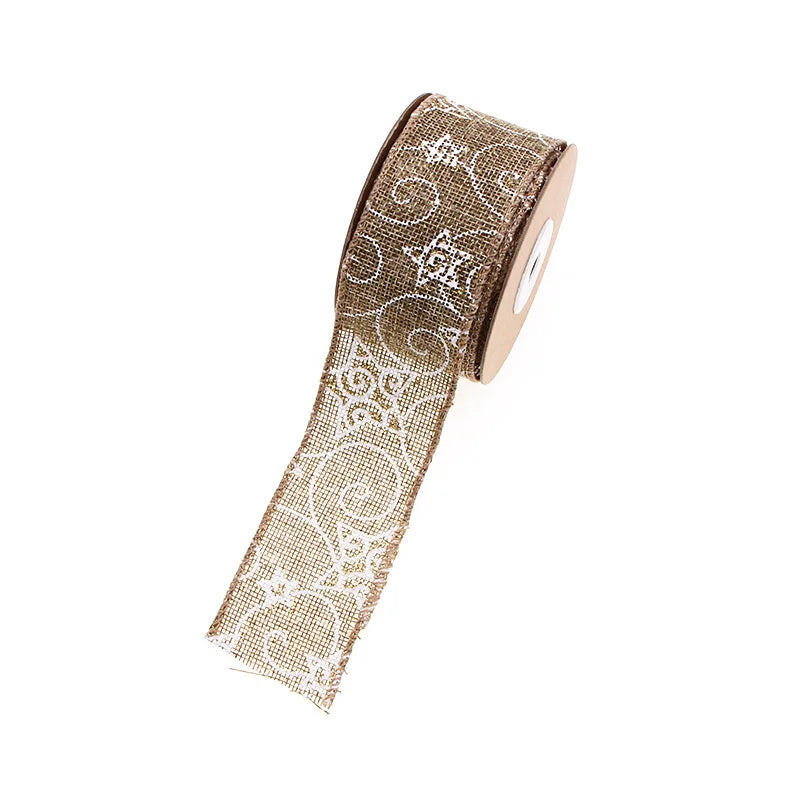 Cross border 5m 50mm Linen Plaid Ribbon Christmas Bow