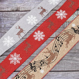6.3cm Hemp Christmas Ribbon - Fawn Snow Design
