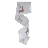 6.3cm Hemp Christmas Ribbon - Fawn Snow Design