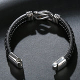 Europe America Titanium Punk Men's Leather Charm Bracelet