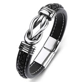 Europe America Titanium Punk Men's Leather Charm Bracelet