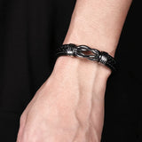 Europe America Titanium Punk Men's Leather Charm Bracelet