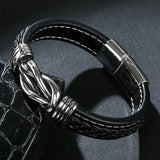 Europe America Titanium Punk Men's Leather Charm Bracelet