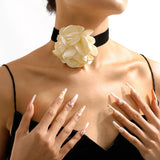 Geometric Choker Bracelet Rose Flocking Cloth Necklace
