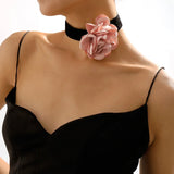 Geometric Choker Bracelet Rose Flocking Cloth Necklace