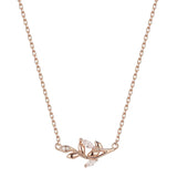 925s Silver Rose Leaf Pendant Necklace for Women