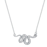925s Silver Snake Pendant Necklace with Diamond Studded Collarbone