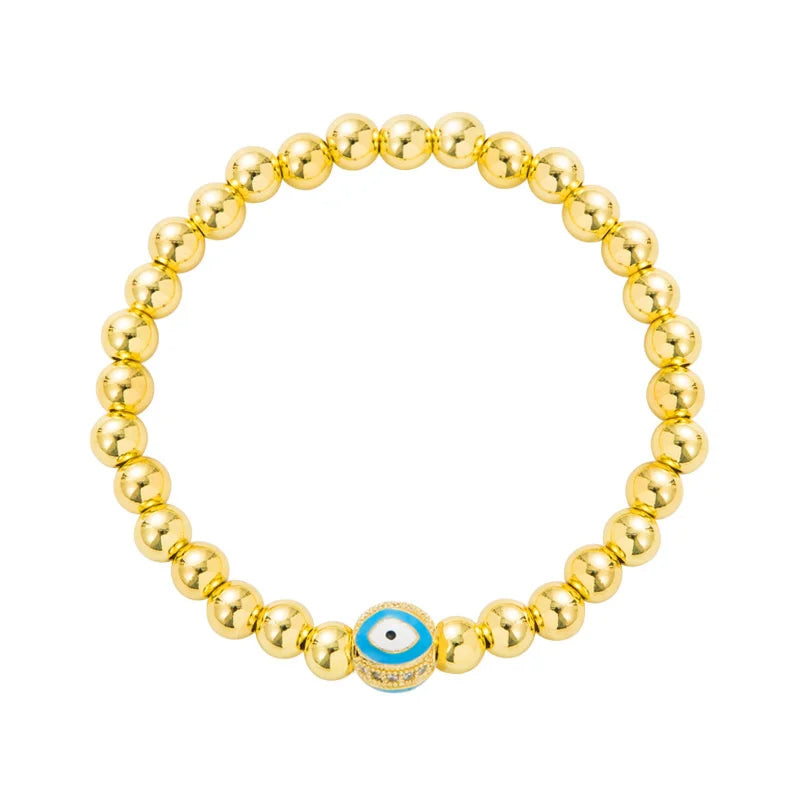 Copper Plated Devil's Eye Stretchable Bracelet