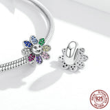 S925 Silver Sun Flower Beads Colorful Zircon DIY String