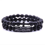 Cross Bracelets Set Natural Stone Beaded Bracelet for Women Men